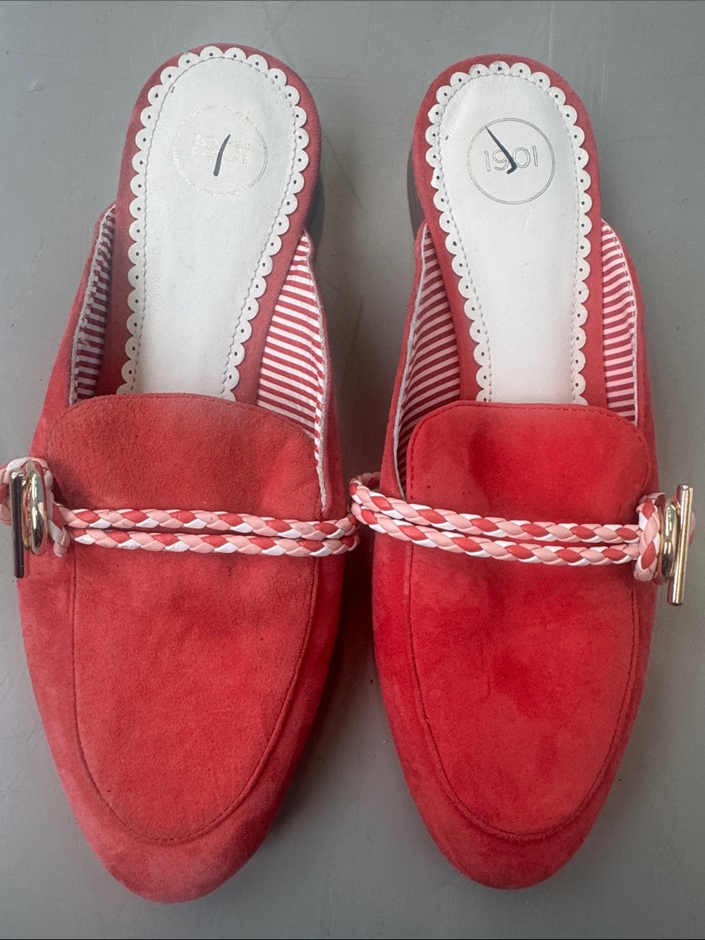 1901 Red Suede Slip-On Mules 7